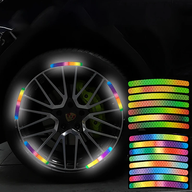 

20pcs Car Tire Hub Reflective Strips Stickers Car Motorcycle Wheel High Reflective Warning Decals Tyre Rim Reflector Sticker