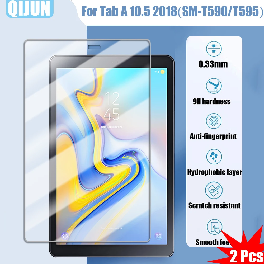 Tablet glass for Samsung Galaxy Tab A 10.5 2018 Tempered film Explosion proof and scratch resistant waterpro 2 Pcs SM-T590 T595 original samsung battery eb bt595abe for samsung galaxy tab a2 10 5 sm t590 t595 7300mah