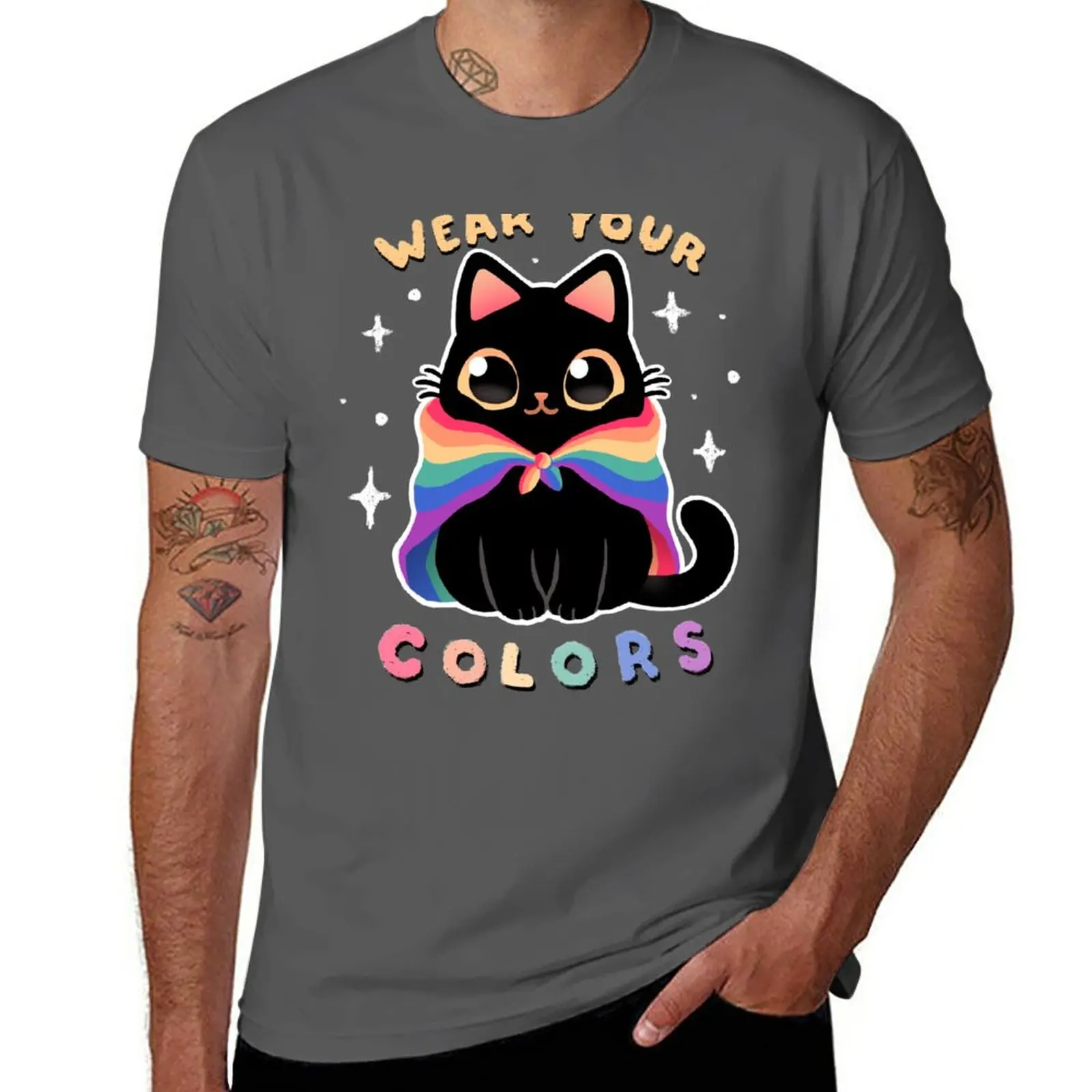 

New LGBT Pride Cat - Kawaii Rainbow Kitty - Wear your colors T-Shirt graphic t shirt sweat shirts t shirts for men cotton