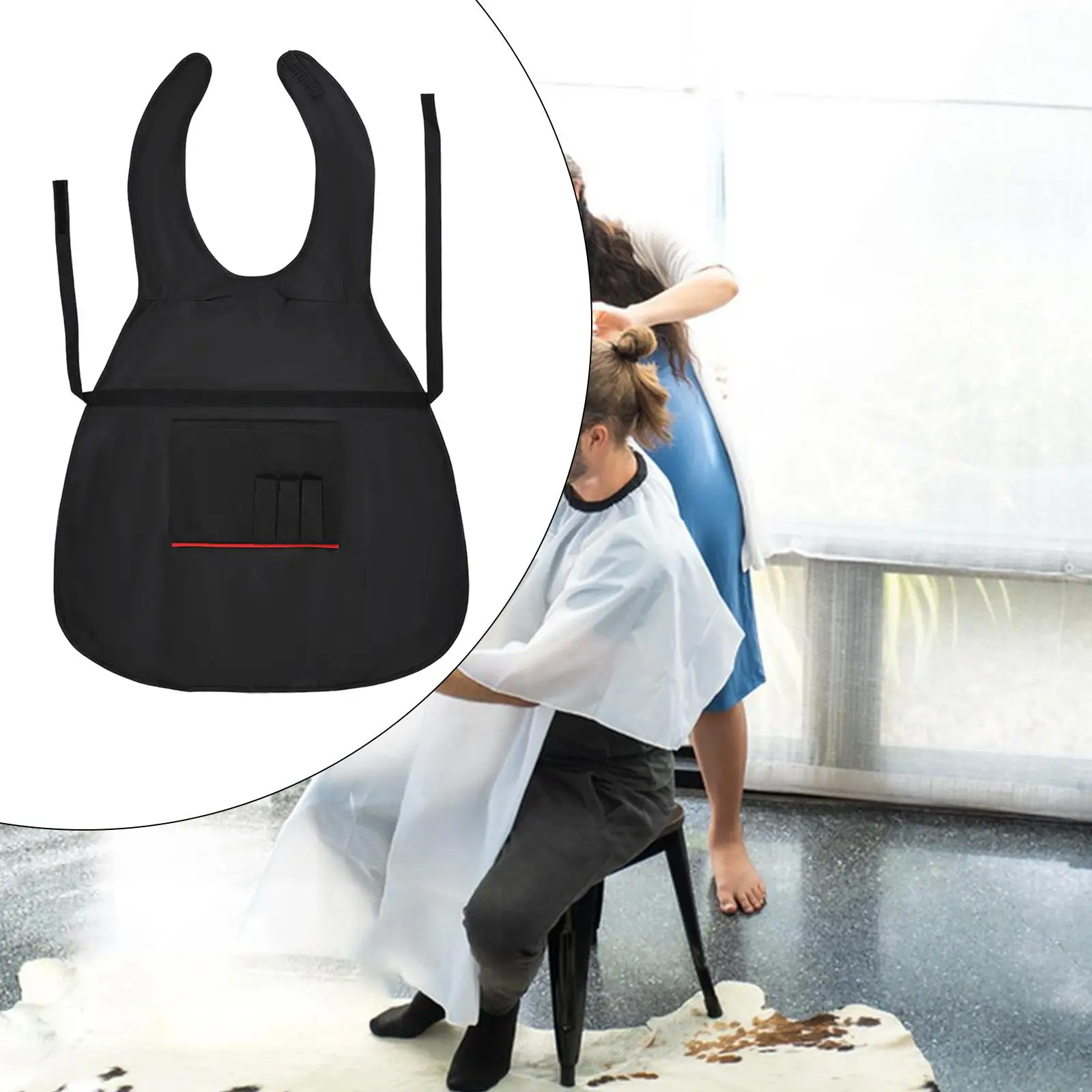 

Salon Hair Stylist Apron Machine Washable Hair Cutting Dyeing Accessories Black Durable Hairdressing Easy to Clean Barber Apron