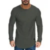 Men's Long Sleeve Oversized T-Shirt Solid Color O-Neck T Shirt Basic Bottoming Plain T-Shirts Casual Pullovers Tees Male Tshirts 1