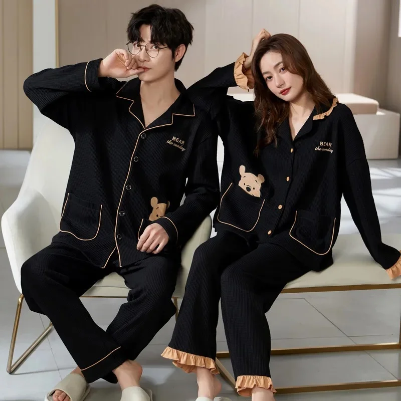 Couples Cotton Sleepwear Long Sleeve Home Clothes Set Summer Outdoor Wearable Women's Style plus Size Comfortable Nightgown