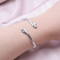 Romantic Hug Hands Embrace Adjustable Open Bracelet Love Hand Cuff Thin Bangle for Women Men Couple Jewelry Chic Wedding Gifts 2