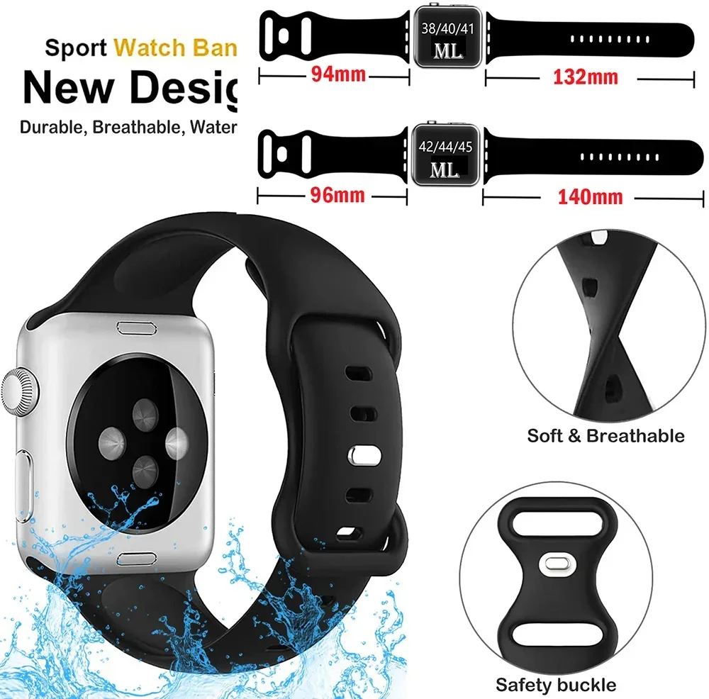 Silicone Watchbands for Apple Watch - Versatile Colors and Durable Design