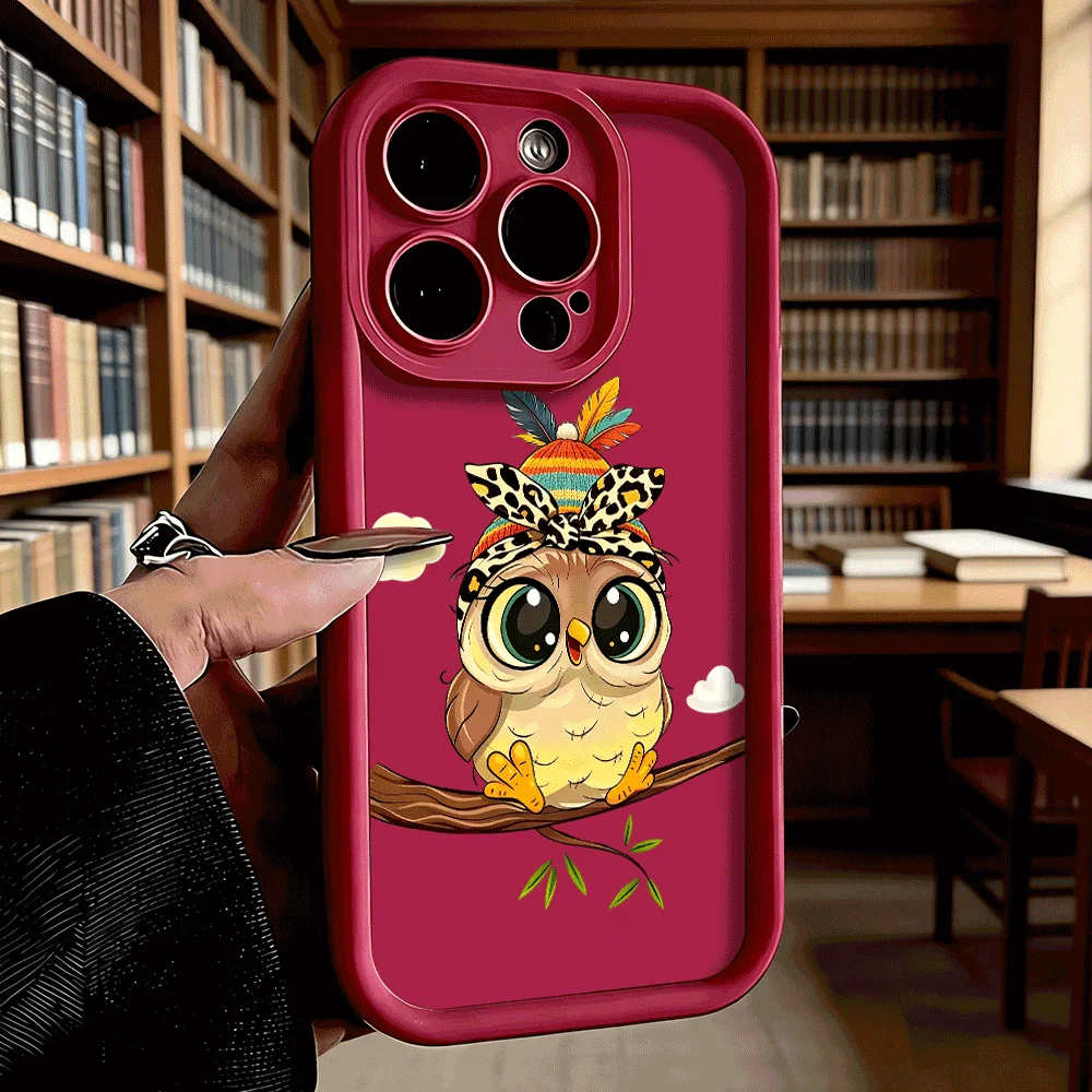 Charming Owl Knit Hat Design Luxury Anti-Slip TPU Phone Case - Full Protective Cover