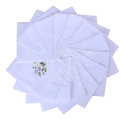 DHL200pcs Handkerchief Cotton Floral Embroidery Lace Edge Square Towel