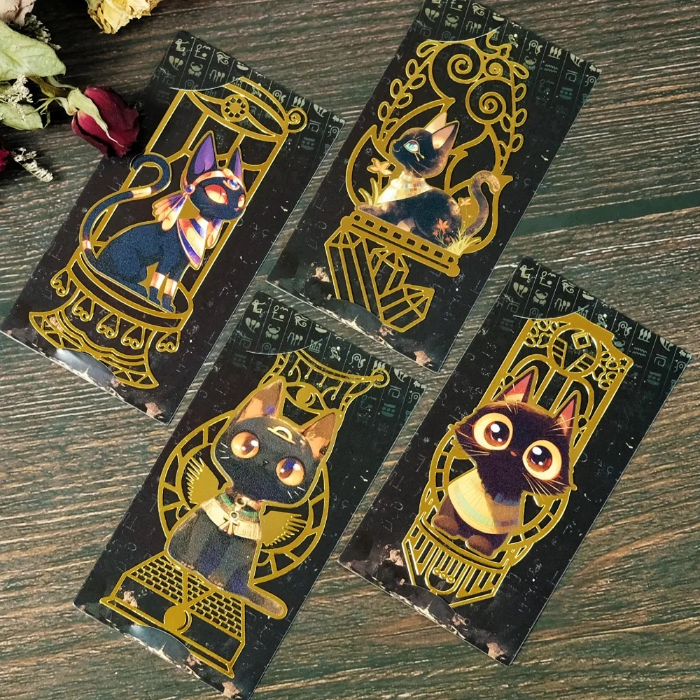 Cartoon Egyptian Black Cat Bookmarks Cute Animal Vintage Metal Hollow Bookmark Gift Reading Book Students Stationary Supplies