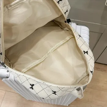 Zaino Scolastico in Velluto a Coste con Fiocco, Stile Ins, Stampa Fiocco, Zaino Versatile di Grande Capacità per Studentesse