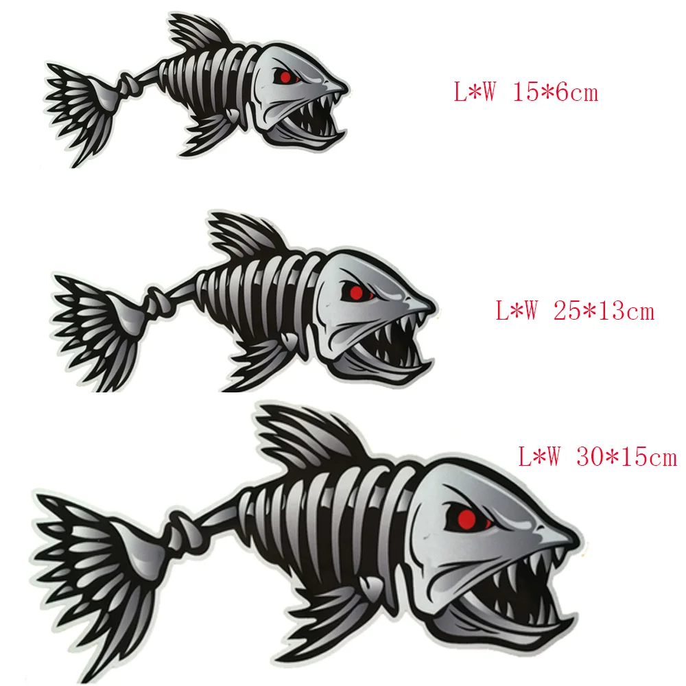 Set Of 2 Skeleton Fish Bones Vinyl Decals For Cars, Kayaks