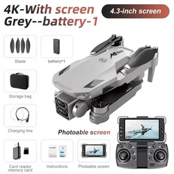 Professional RC Drone with HD Dual Camera, 4K/8K Video, FPV WiFi Connectivity, Brushless Motor, and Obstacle Avoidance Technology (Screen - Grey - 4K - 1B)