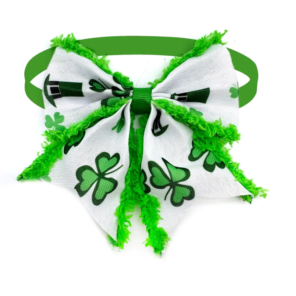 50/100pcs Dog Neckties Bowties ST Patrick's Day Clover Dog Cat Bows Pet Puppy Bow Tie Dog Grooming Accessories Green Bows 3