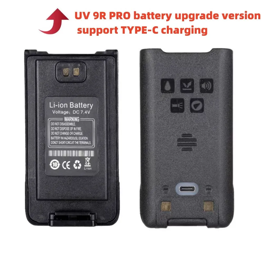 Batterie Walperforée étanche pour Talkie Baofeng, charge rapide de type C, UV9R Plus, UV9R Pro, UV9R ERA, UV9R Jas, T57