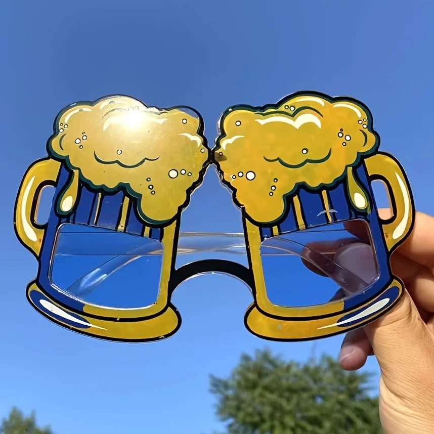 Novelty Party Glasses Bavarian Beer Festival Themed Costume Eyewear Blue Beer Mug Design  Plastic Photo Festive Decorations