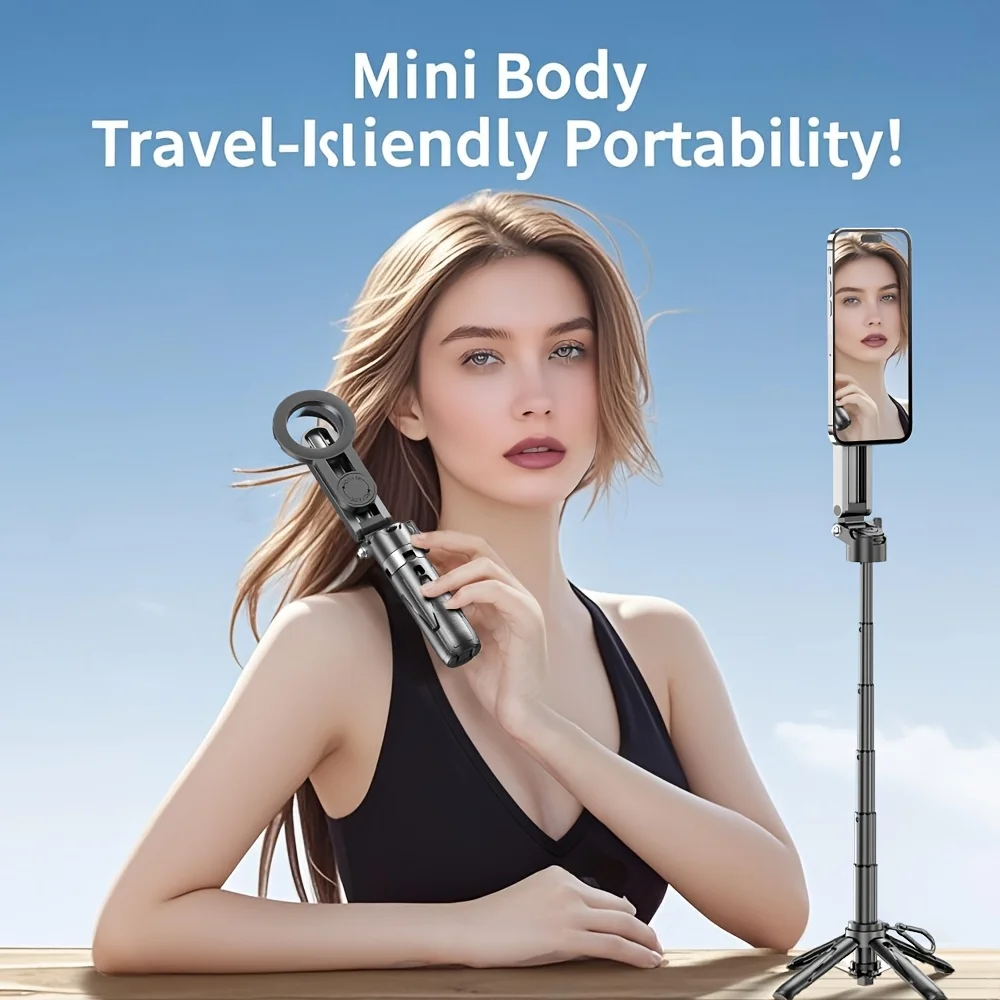 Faltbarer magnetischer Handyhalter & Selfie-Stick mit kabelloser Fernbedienung, 360° drehbare Halterung, kompatibel mit_voghion.com