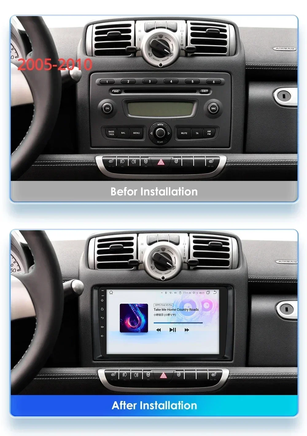 カーオーディオN09L2ラジオ9インチディスプレイ2DIN Bluetooth付 カー