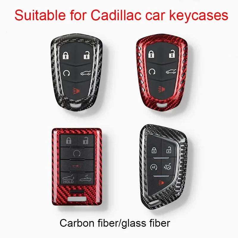 

Carbon Fiber Car Remote Key Case Cover Shell Fob for Cadillac CTS ATS 28T CTSV XTS DTS SLS SRX XLS STS CT6 XT5 Escalade Keychain