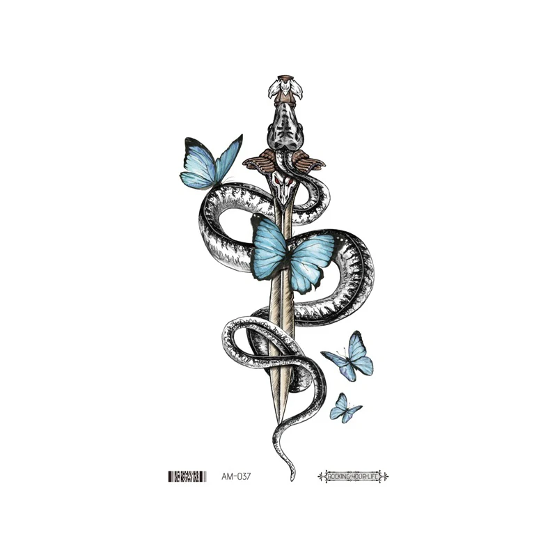 

Waterproof Temporary Tattoo Sticker Snake Dagger Eagle Animals Totem Wrist Leg Body Art Flash Tatto Fake Tattoo Women Men