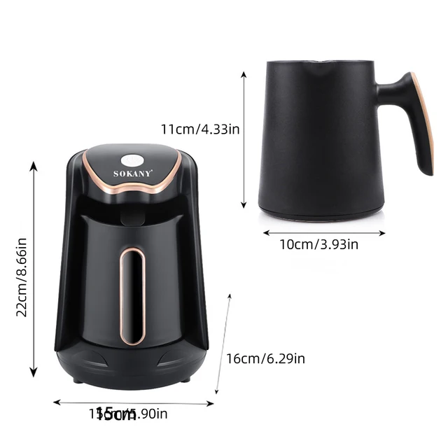 SOKANY Electric Turkish Coffee Maker Machine with 250ml/1 Cup Coffee Pot Single Serve Espresso Maker 600W Heating Coffee Pot 5