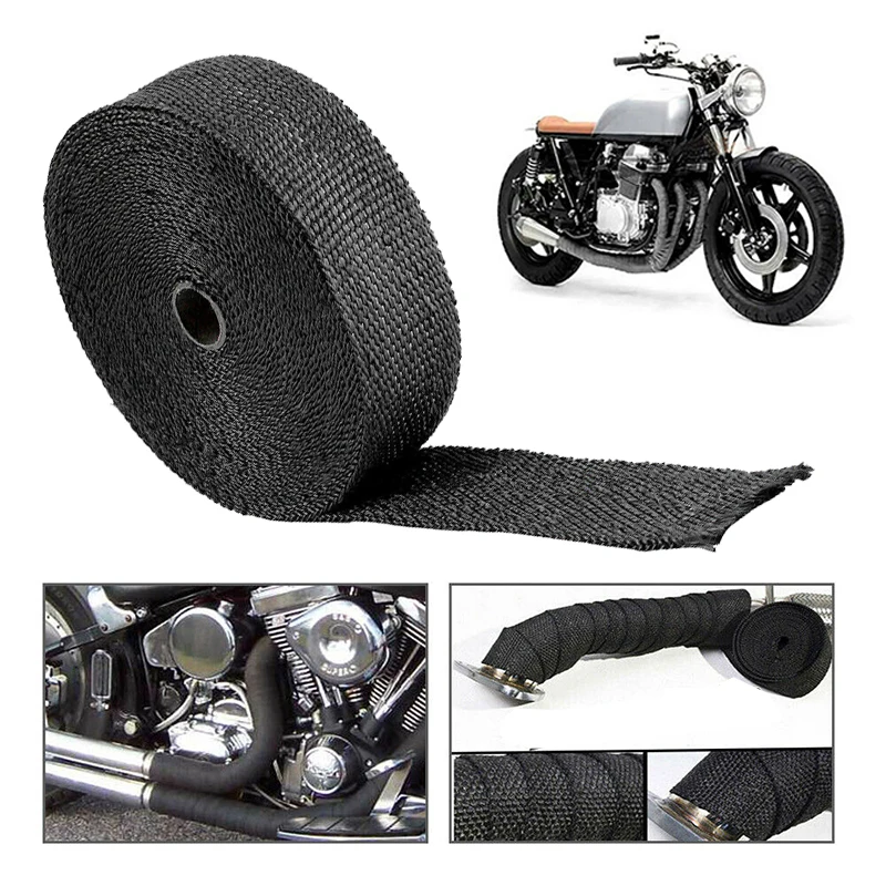 

1.5M Roll Fiberglass Heat Shield Motorcycle Exhaust Thermal Tape Header Pipe Heat Wrap Thermal Protection with Stainless Ties