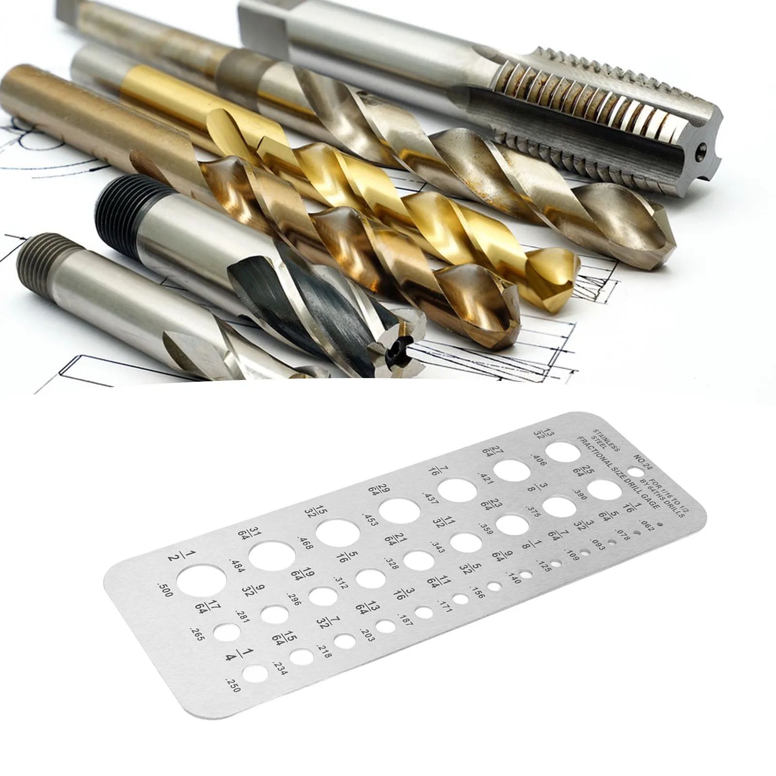 Lightweight Drill Gauge Metal Drill Gauge 0.062‑0.250 Bolt 29 Holes Double Sided Accurate for 1/16 Inch To 1/2 Inch Size Bits