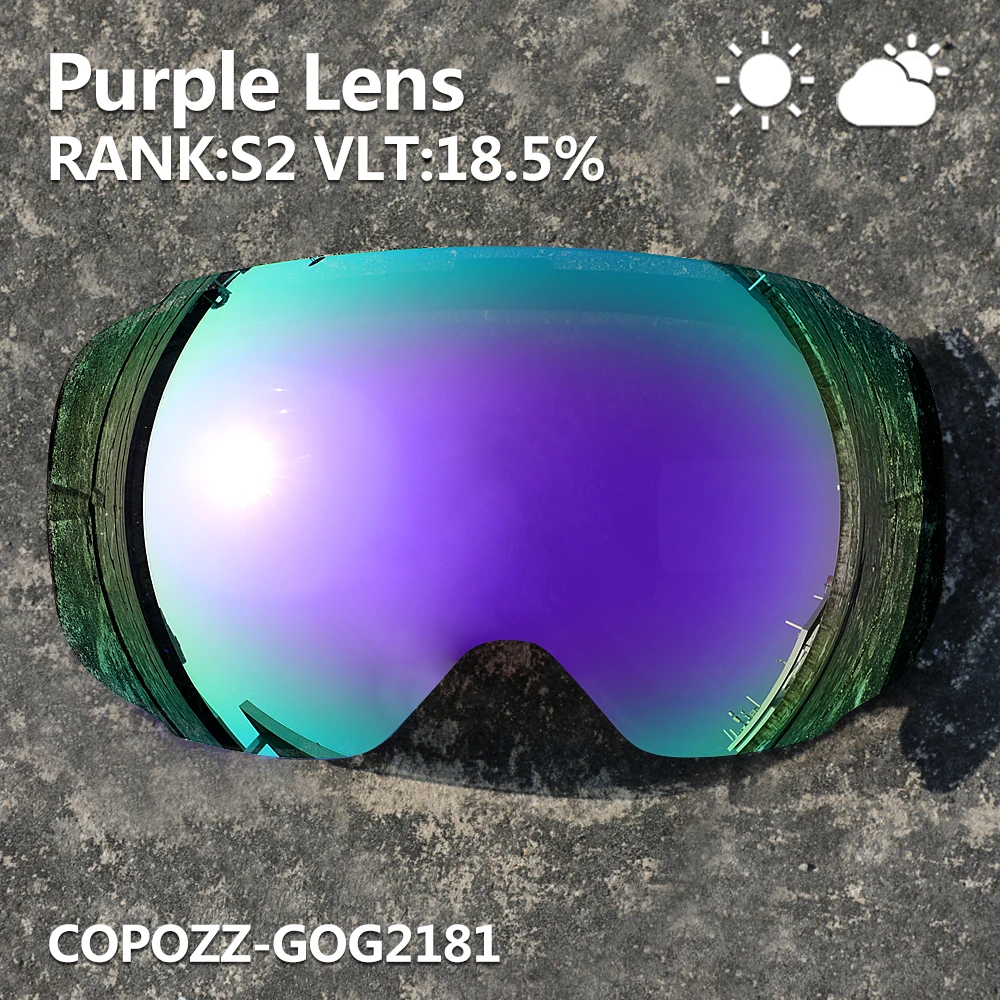 COPOZZ Magnetic Lenses for Ski Goggles GOG-2181 Lens Anti-fog UV400 Spherical Snow Ski Glasses Snowboard Goggles(Lens Only) 5