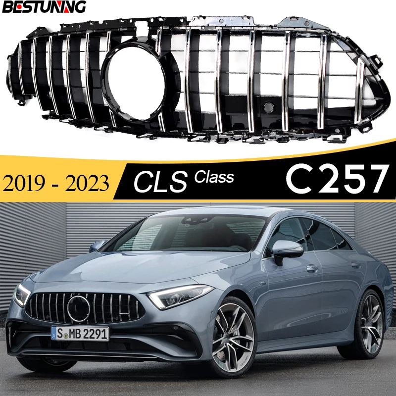 Griglia Paraurti Anteriore Aramox Stile Panamericana GT Per Mercedes Classe C W205 C205 Pre-Facelift 2015-2018 - Nero Lucido, ABS, Sostituzione