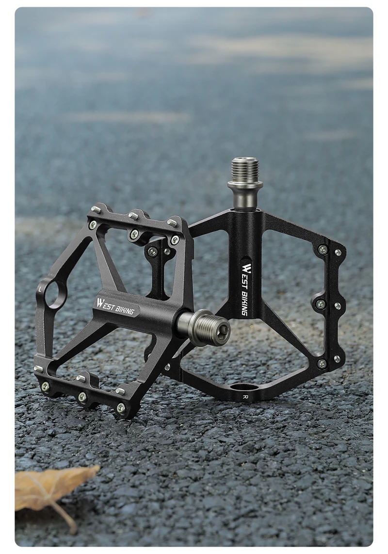 WEST BIKING Fahrradpedale aus Aluminiumlegierung, MTB, Rennrad, rutschfest, ultraleicht, versiegelt, 3-Lager, verbreitert flache Fahrradpedale, Fahrradteile – Detail 14