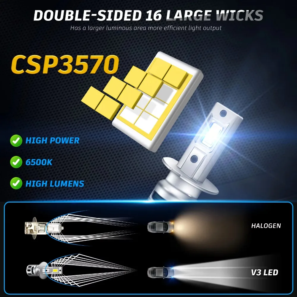 2PCS CANBUS LED H3 12V 110W 6500K LED 헤드라이트 전구 H3 Led 고성능 방수 방진 범용 장착 자동차 전구
