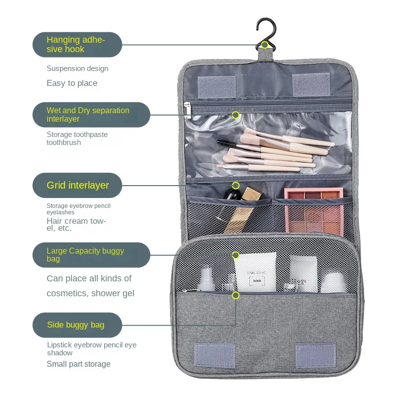 

Large Capacity Toiletry Bag Hung with Hook Multi-Functional Waterproof Travel Cosmetic Bag Storage Bag storage bag ziplock bag