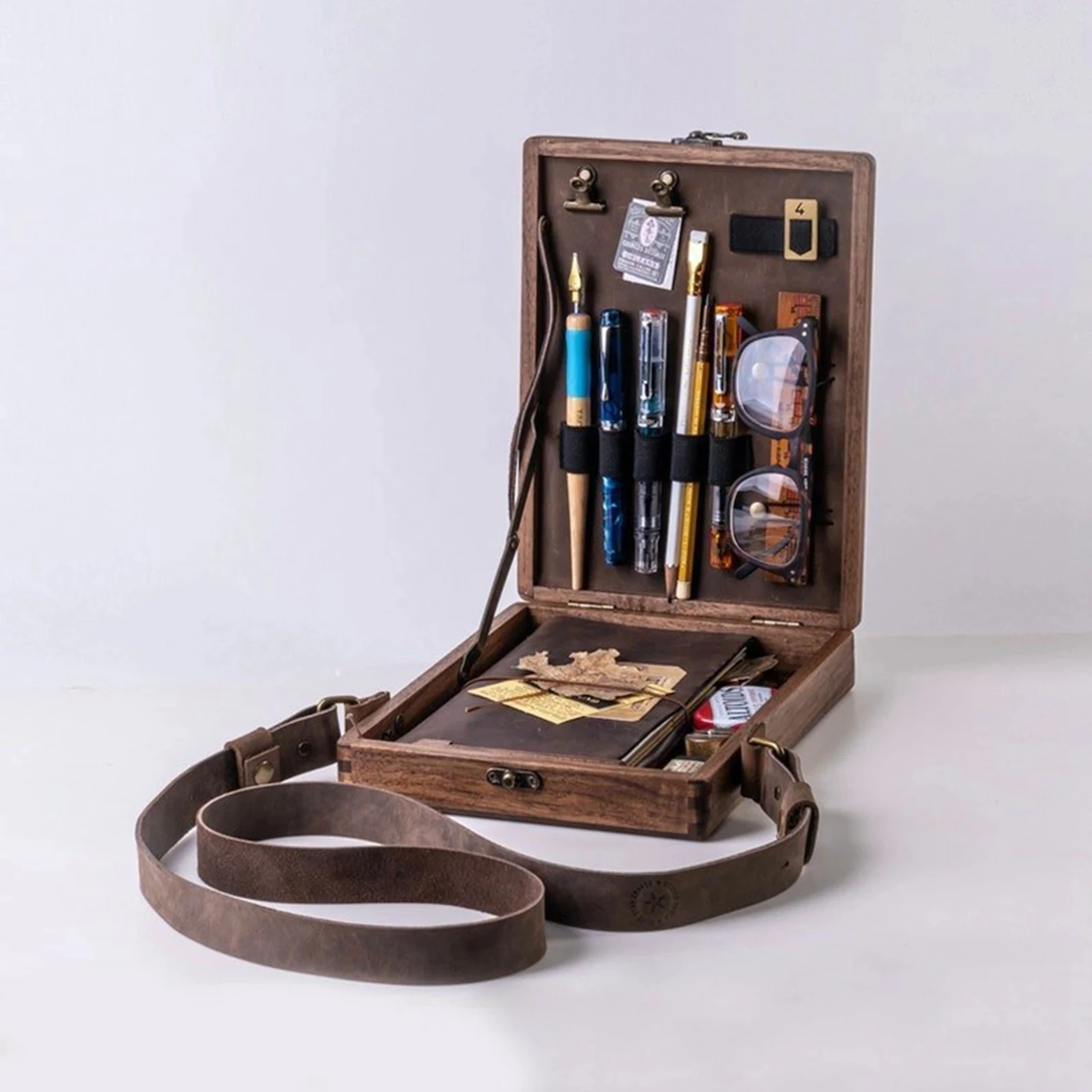 Wood Messenger Bag Retro Nostalgic Writers Wood Box Bags Women's Outdoor Sketch Tool Storage