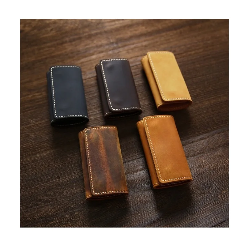 Genuine Leather Men Key Wallets Multifunctional Men Key Holder Car Pouch Retro Card Holder Key Case Key Holder Key Organizer Key Purse