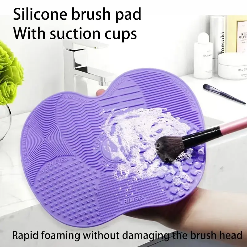 Makeup Brush Cleaner Silicone Apple Scrub Pad With Suction Cup