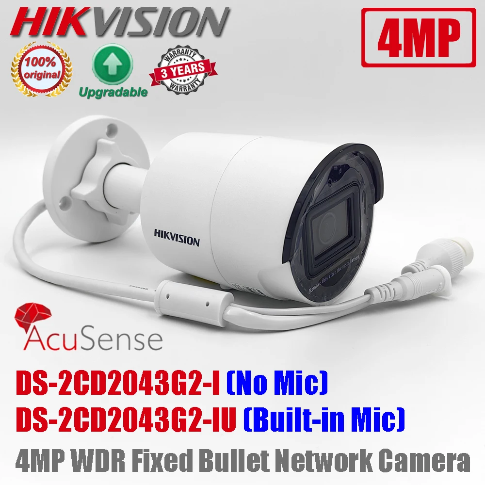 Original Hikvision DS-2CD2043G2-IU 4MP POE IR WDR Built-in Mic AcuSense Fixed Bullet Network CCTV IP Camera DS-2CD2043G2-I ip camera surveillance camera
