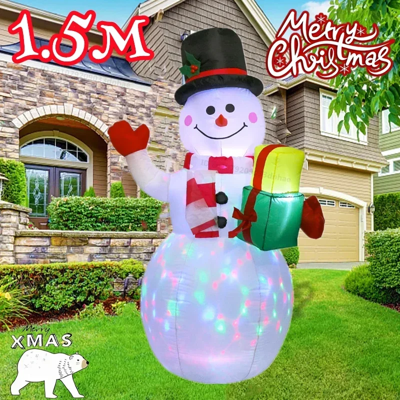Santa Claus Decoration And Snowman with LED Light Yard Decor Winter Decor Merry Christmas Lawn Giant Inflatable Decorae Prop