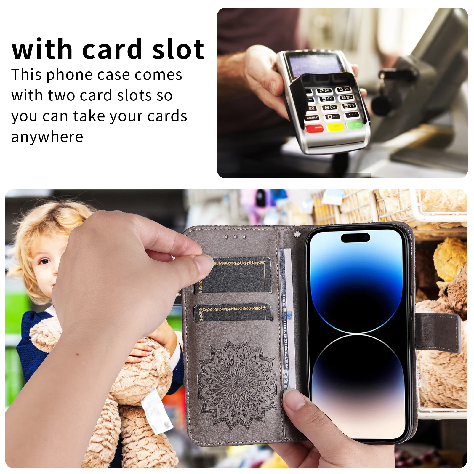 Magnetic Flip Wallet Leather Case with Card Slots