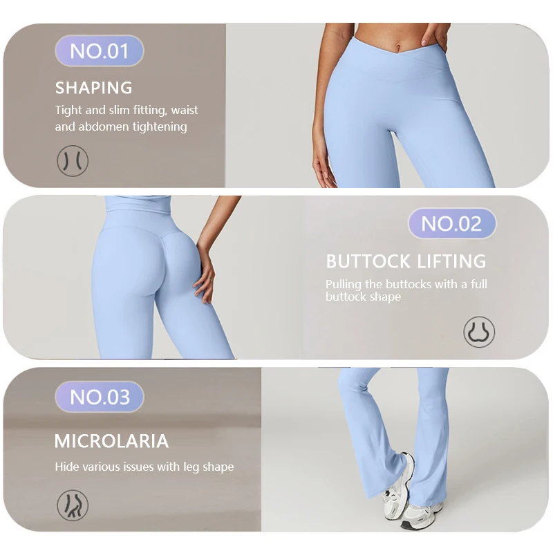 Butt Lifting Flared Leggings Yoga Pants Women's Sexy Sports Tights High Waisted Wide Leg Gym Pants Fitness Workout Legging Woman 3