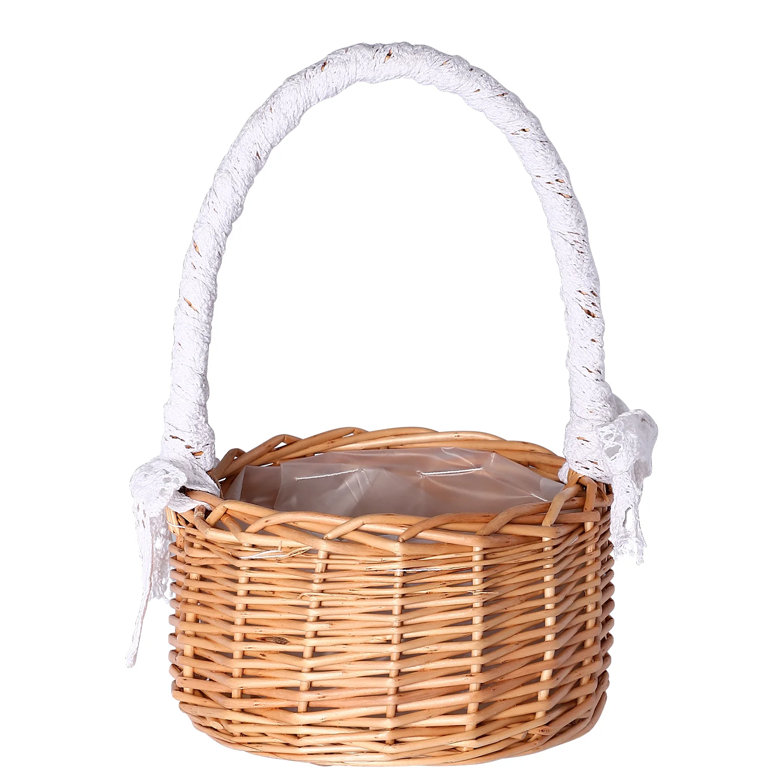 

Wicker Storage Basket Baskets Flower for Decor Manual Woven Gifts Decorative with Handle