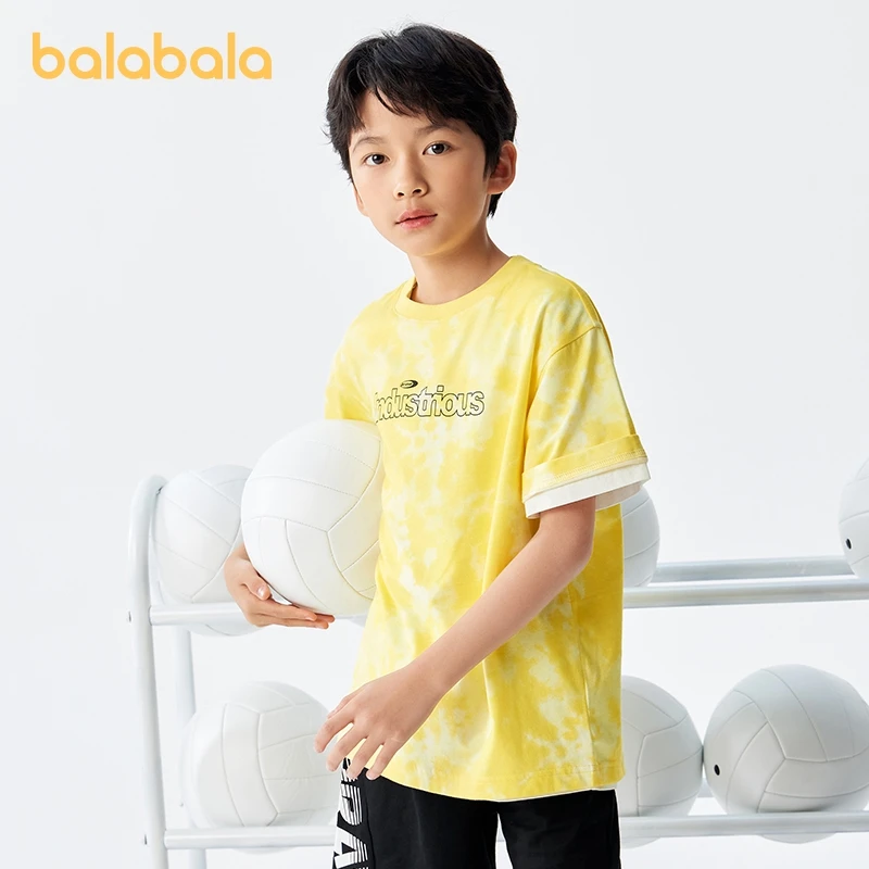 

Balabala Children Clothing Boys Girls Short Sleeve T-shirt 2024 Summer New Outfit Parent-Child Set Quick-Drying Older Kids