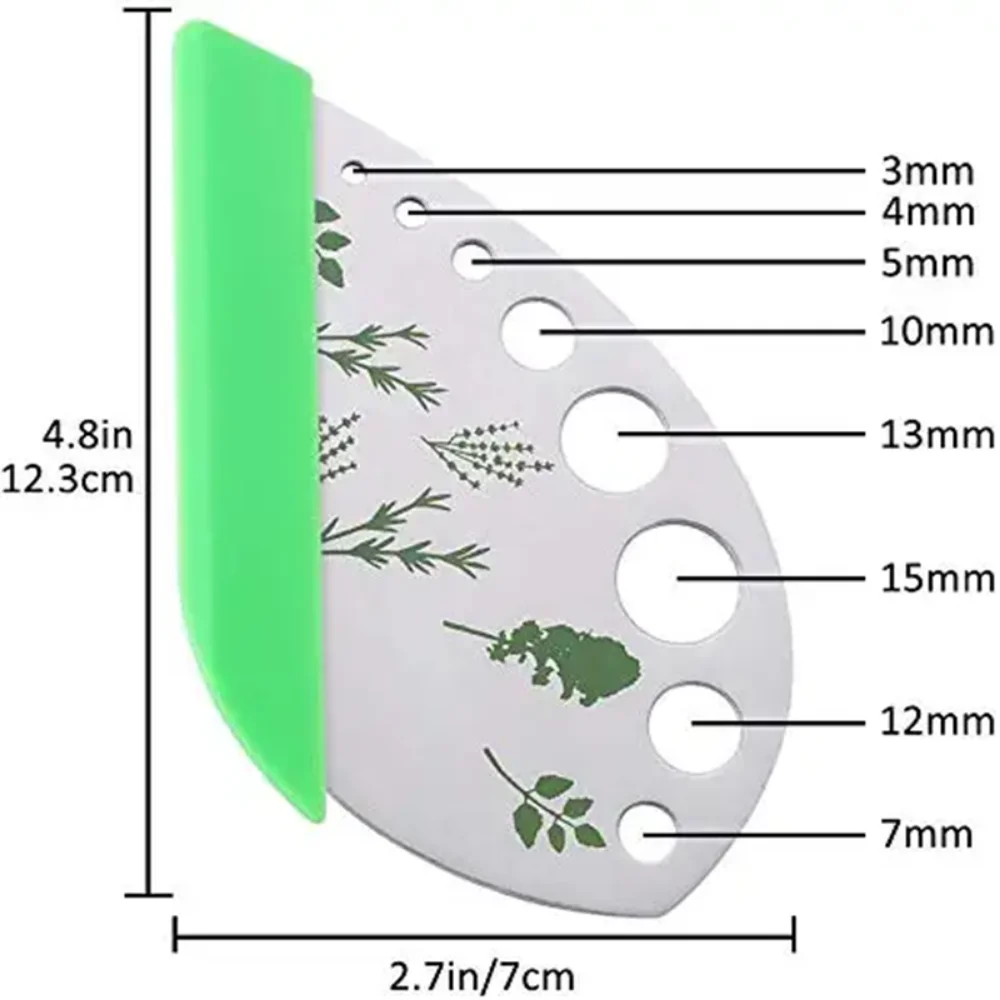 Stainless Steel Kitchen Herb Leaf Stripping Tool Metal Pealer Suit for Kale Collard Greens Thyme Basil Rosemary 9 holes Stripper