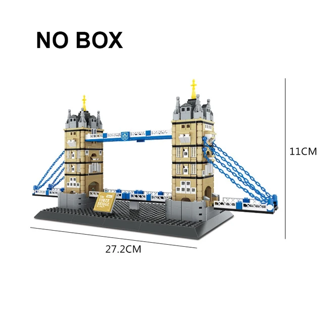 969PCS The Tower Bridge Of London Building Blocks World Famous Architecture Bricks City Street