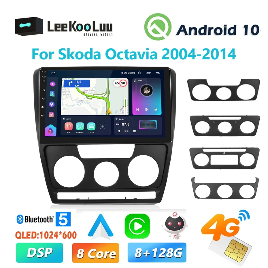 

Автомагнитола LeeKooLuu, 2DIN, 10,1 дюйма, Android, мультимедийный плеер, GPS-навигация, Wi-Fi, 4G, Carplay, DSP для Skoda Octavia 2004-2014
