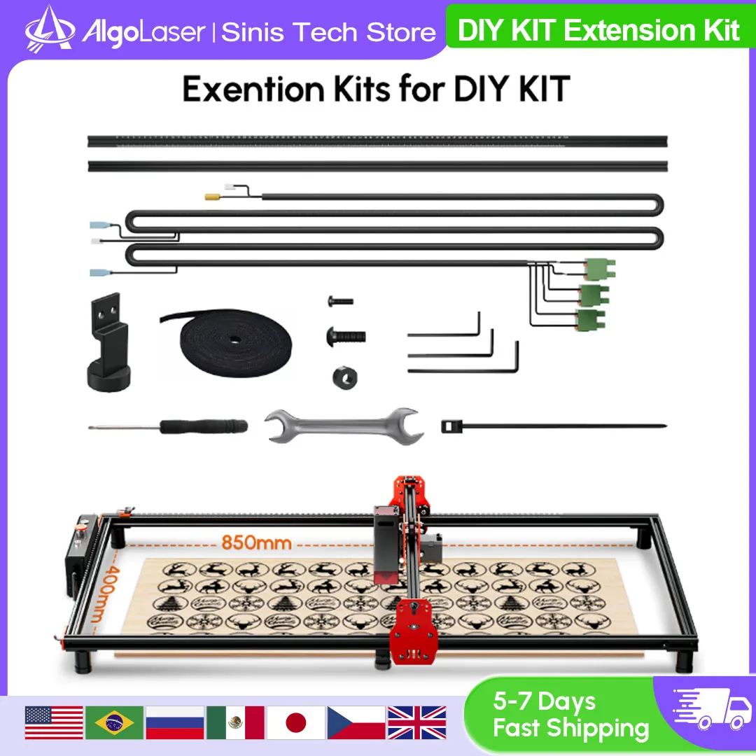 AlgoLaser KIT de bricolaje Kit de extensión del eje Y ampliar el área de trabajo más grande 85x40CM para KIT de bricolaje máquina cortadora de grabado piezas de mejora carril