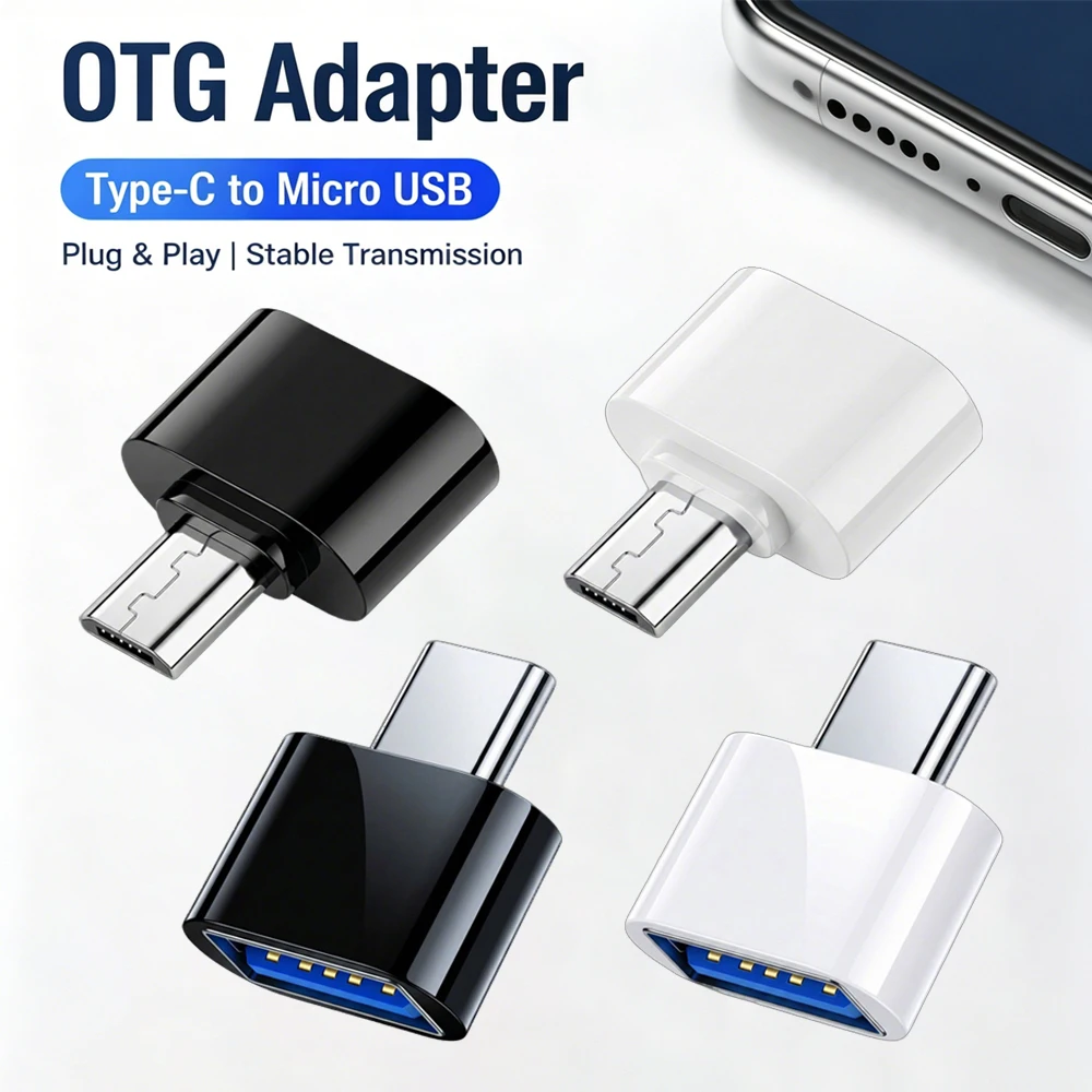 미니 타입-C-USB 어댑터 마이크로 USB-C 남성 OTG A 여성 데이터 커..