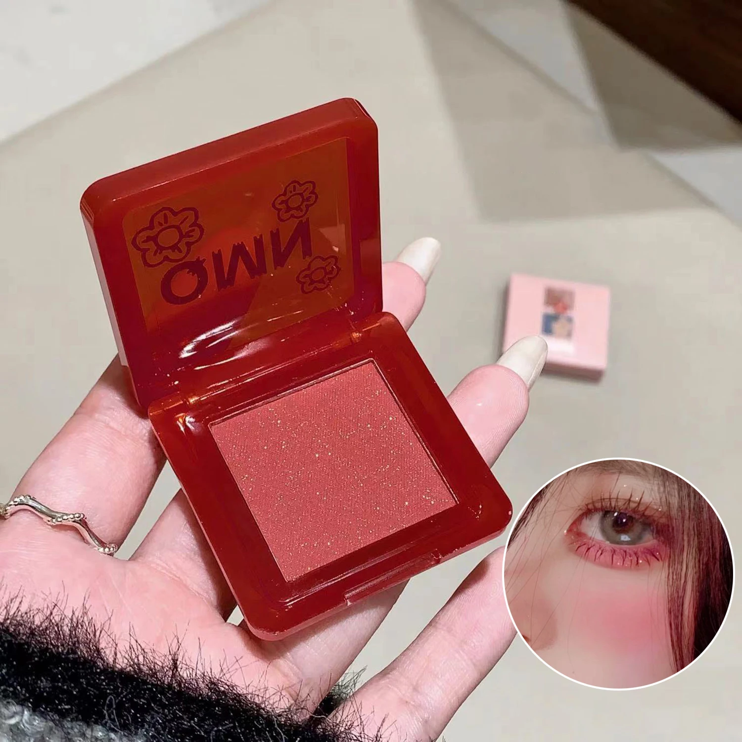 Tomato Red Monochrome Blusher Palette Shimmer Matte Peach Pink Face Cheek Rouge Pigment Mineral Powder Orange Natural Cheek Tint powder blusher blush powder facial blusher monochrome blush