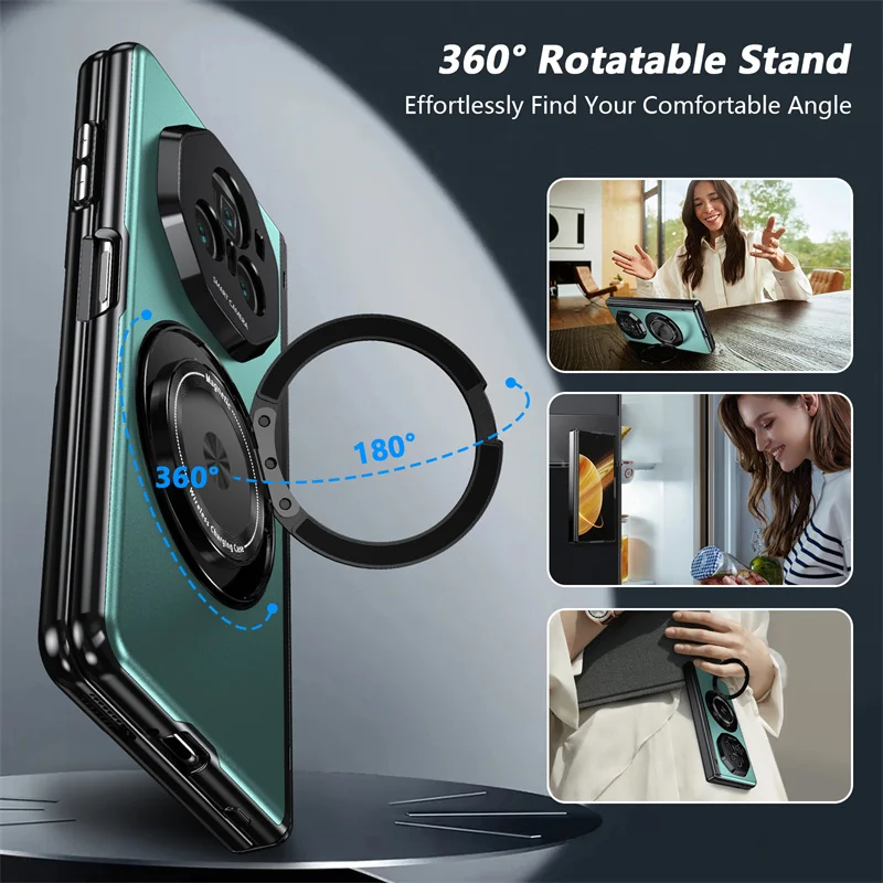 Matte Solid Color Shockproof Phone Case with Holder and Hard Shell Protection