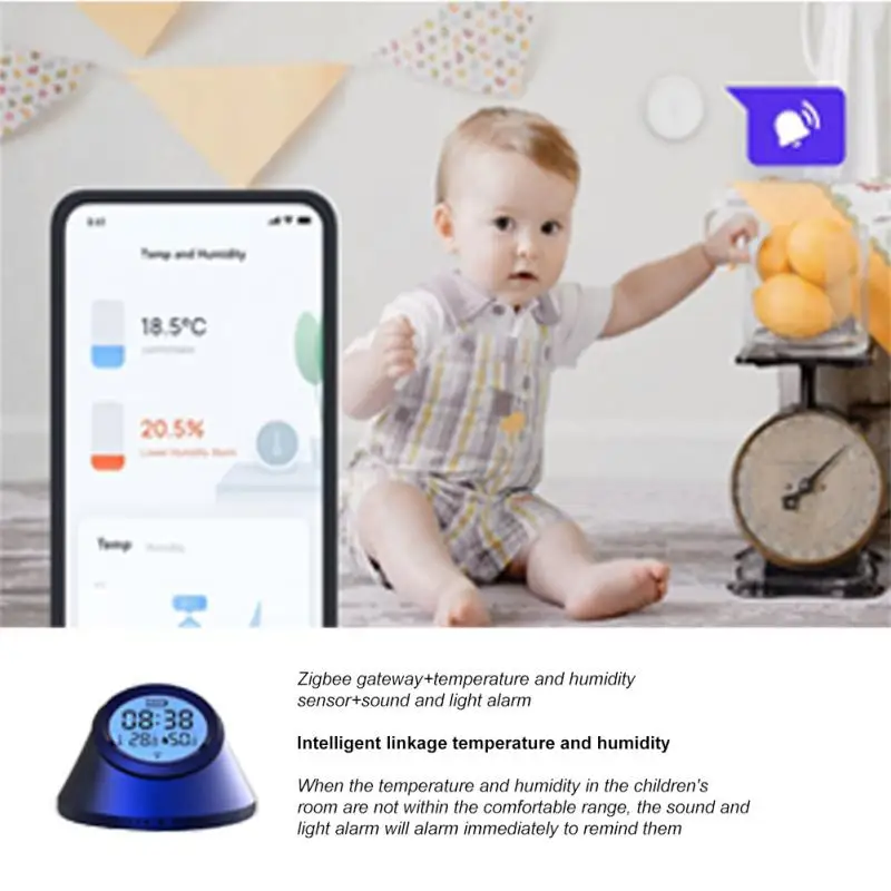 투야 스마트 사운드 및 광 센서, 100DB, 2-in-1 알람 배터리, USB 듀얼 파워, 스마트 홈, 스마트 라이프 허브로 작동