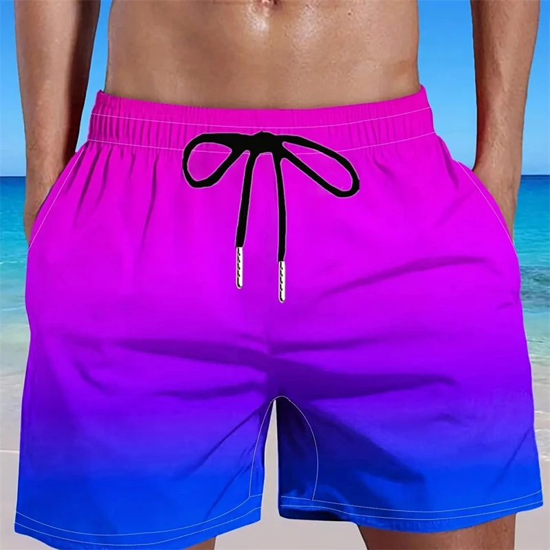Simple Gradient Color 3D Print Shorts Men Casual Holiday Beach Shorts Kids Ice Trunks Women Summer Party Fashion Swimwear Pants 5