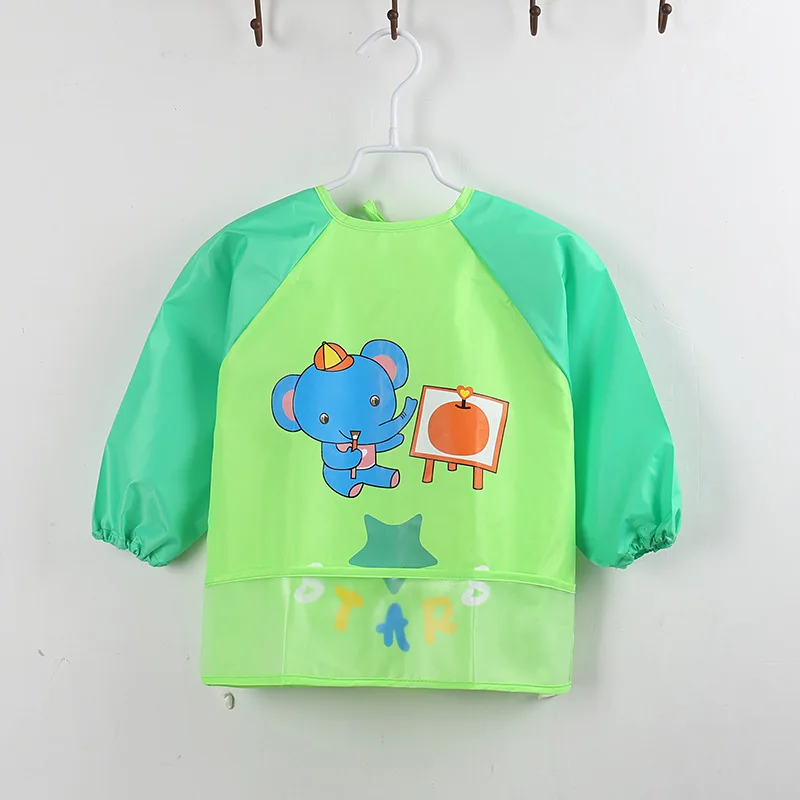 

Momlover 0-3 Years 100% Polyester Kids Bib Waterproof Infant Eating Drawing Apron Children's Long Sleeve Painting Feeding Bib