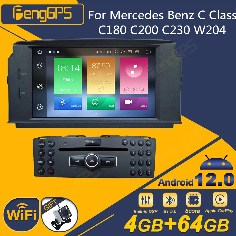 

For Mercedes Benz C Class C180 C200 C230 W204 Android Car Radio 2Din Stereo Receiver Autoradio Multimedia DVD Player GPS Navi He