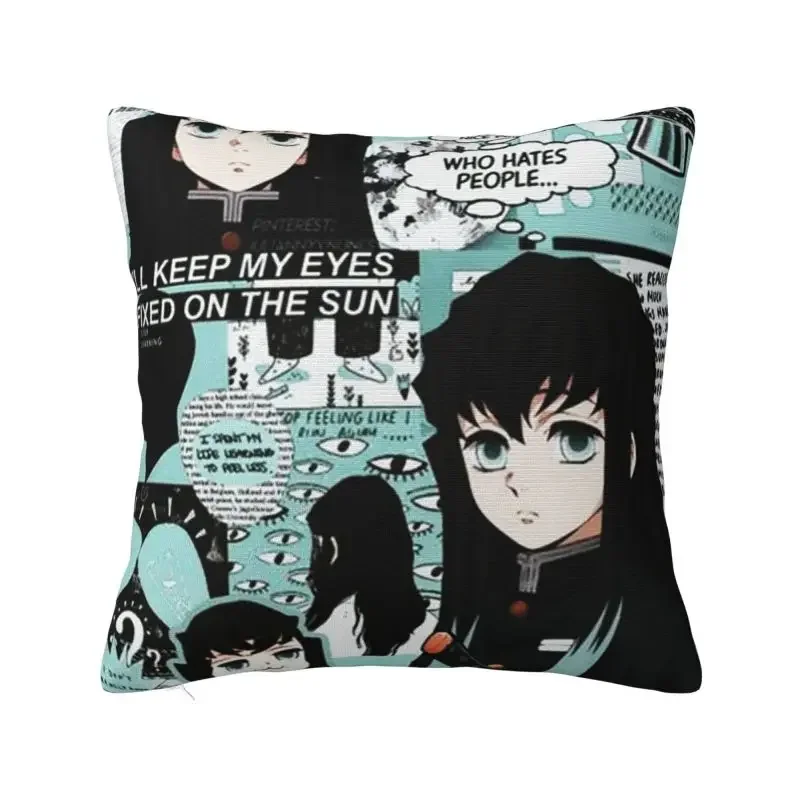 Anime Demon Slayer Modern Throw Pillow Cover Living Room Decoration Muichiro Tokito Kimetsu No Yaiba Cushion
